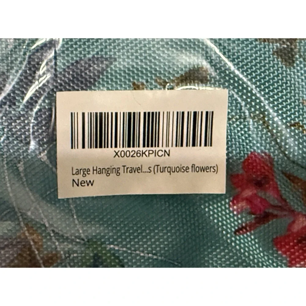 B&C Large Hanging Travel Orginzer Bag Turquoise Flowers Multi-pockets